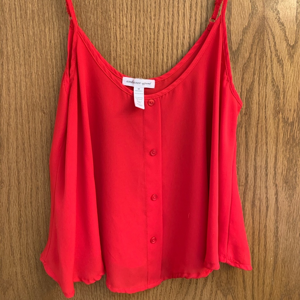 Red crop chiffon top